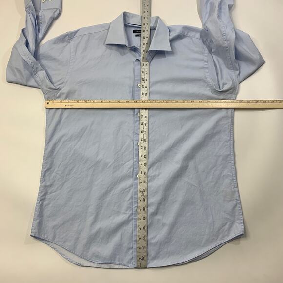 Bugatchi Shirt Mens 16.5 Cloud Blue Shaped Fit Long Sleeve Cotton Button Up - Picture 7 of 13